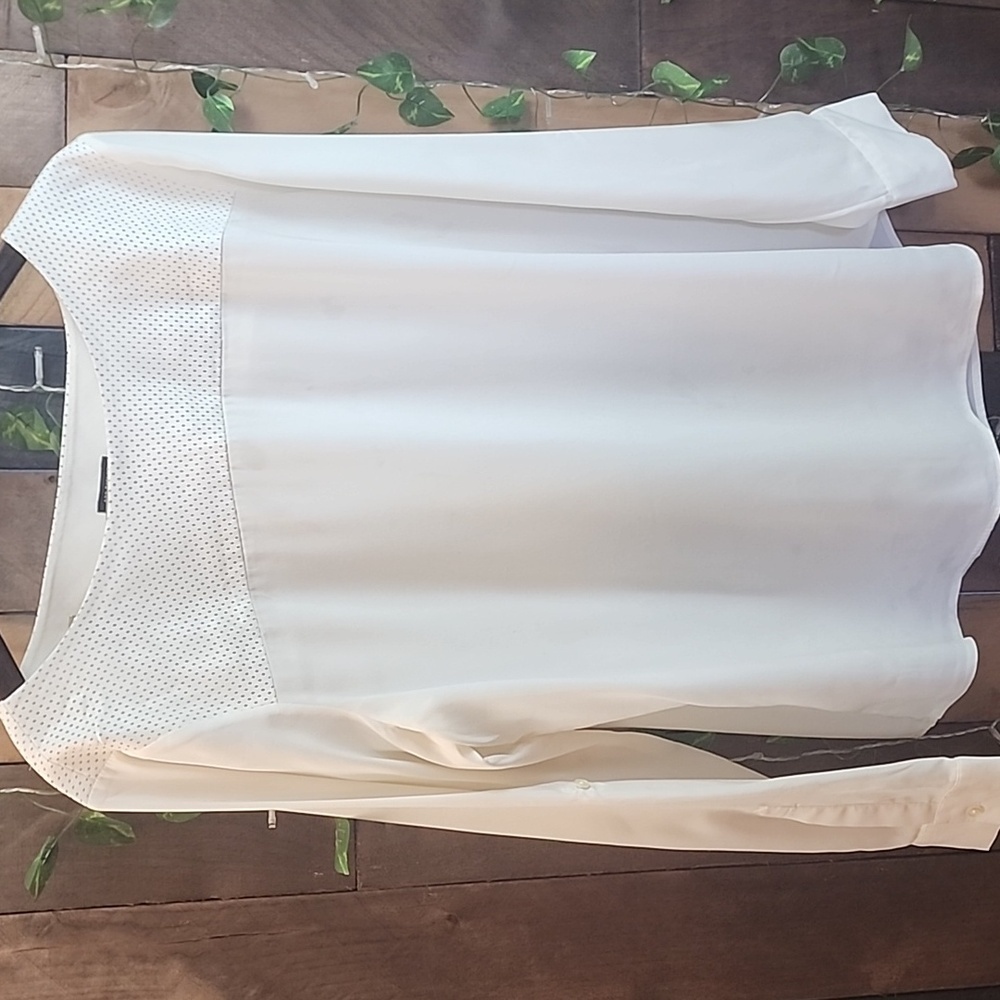 Faux Leather Detail Top Size XL  Ivory Ann Taylor